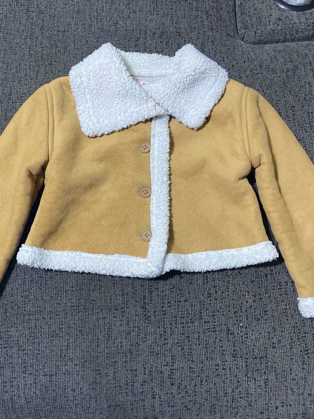 Sincerely Jules Tan Suede Jacket with White Sherpa Trim